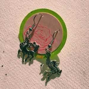 Handmade mismatched mythical horse earrings